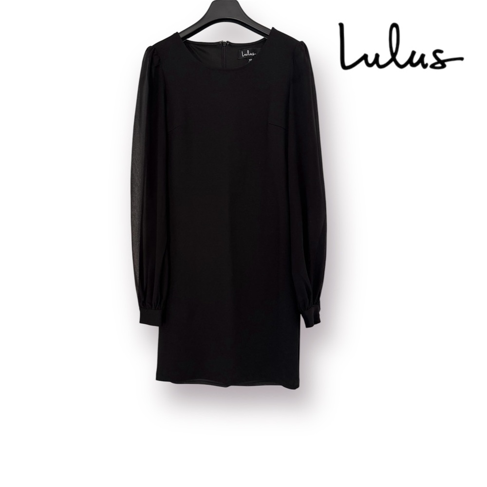 🛍️SALE🛍️ Lulu’s Long Sheer Sleeves Black Dress - Picture 3 of 9